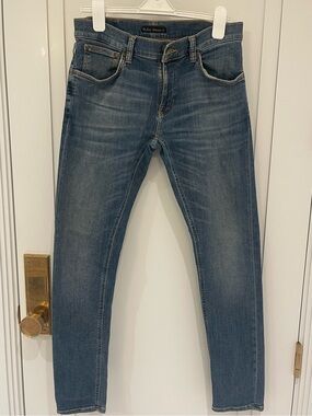 Nudie Jeans Men's Skinny Jeans in Faded Blue Wash